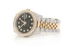 ROLEX WITH DIAMONDS 36MM TWO-TONE BLACK DIAL MOISSANITE 14.60CT
