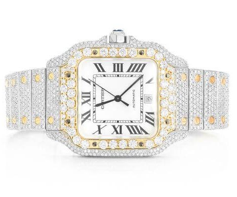 cartier iced out two tone