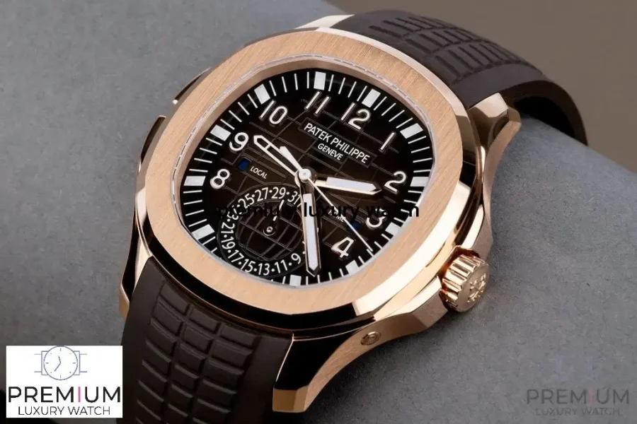Patek Aquanaut Rose Gold Travel Time Brown Dial Composite Men's Watch 5164R-001