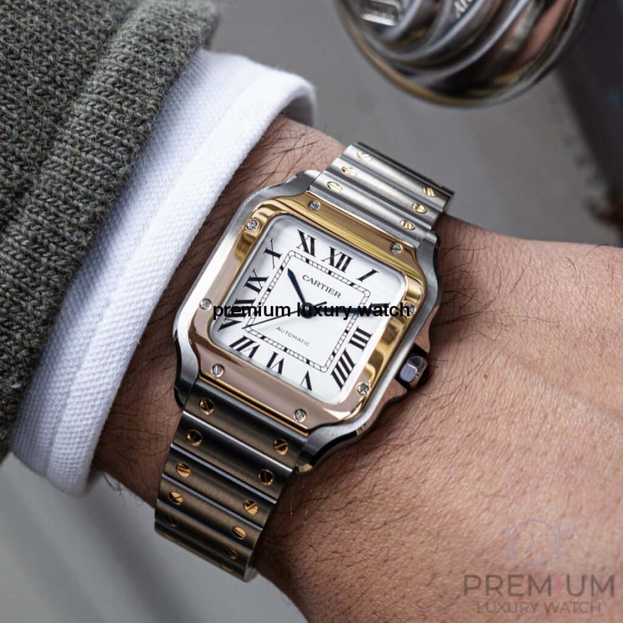 Rose Gold Cartier Santos De Cartier Automatic Two Tone Men’s Watch W2SA0007