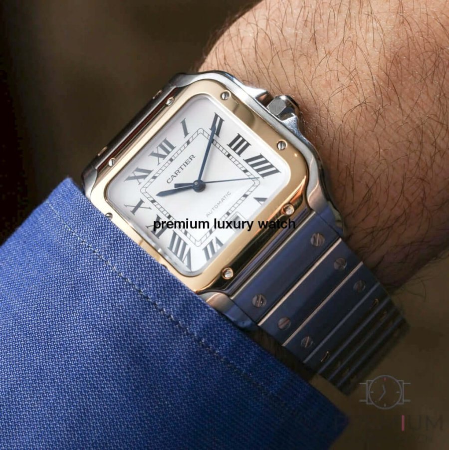 Rose Gold Cartier Santos De Cartier Automatic Two Tone Men’s Watch W2SA0007