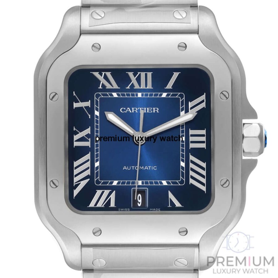 Cartier Santos Blue Dial  De Cartier Large 39.8 Mm Men’s Watch WSSA0030