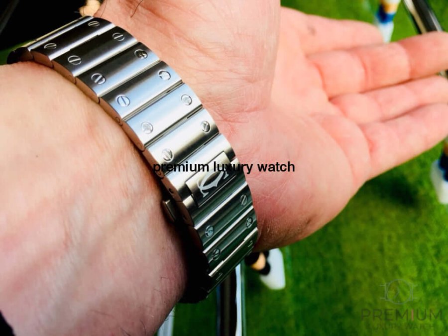 Cartier Large Santos De Cartier Men’s Watch White Dial Steel Bracelet WSSA0018