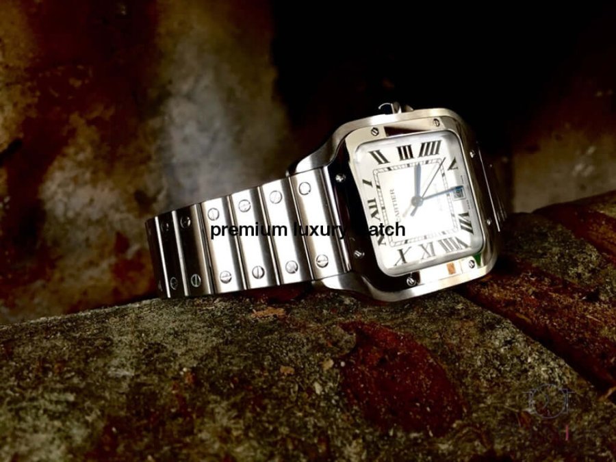 Cartier Large Santos De Cartier Men’s Watch White Dial Steel Bracelet WSSA0018