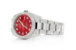 Iced Out Rolex Datejust 36MM SILVER RED DIAL AUTOMATIC MOISSANITE WATCH 14.00CT