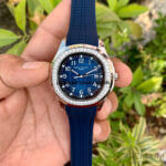 Patek Philippe Diamond Aquanaut Blue Dial Men's Blue Rubber Watch 5168G-001 Wrist Watch
