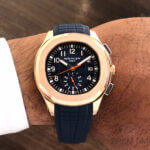 Patek Philippe Aquanaut Blue Dial Chronograph Steel 5968A-001 Rose Gold Watch