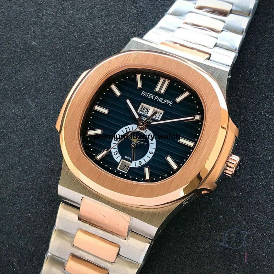 Patek Philippe Nautilus Two Tone 5726/1A Blue Dial Rose Gold Stainless Steel Belt