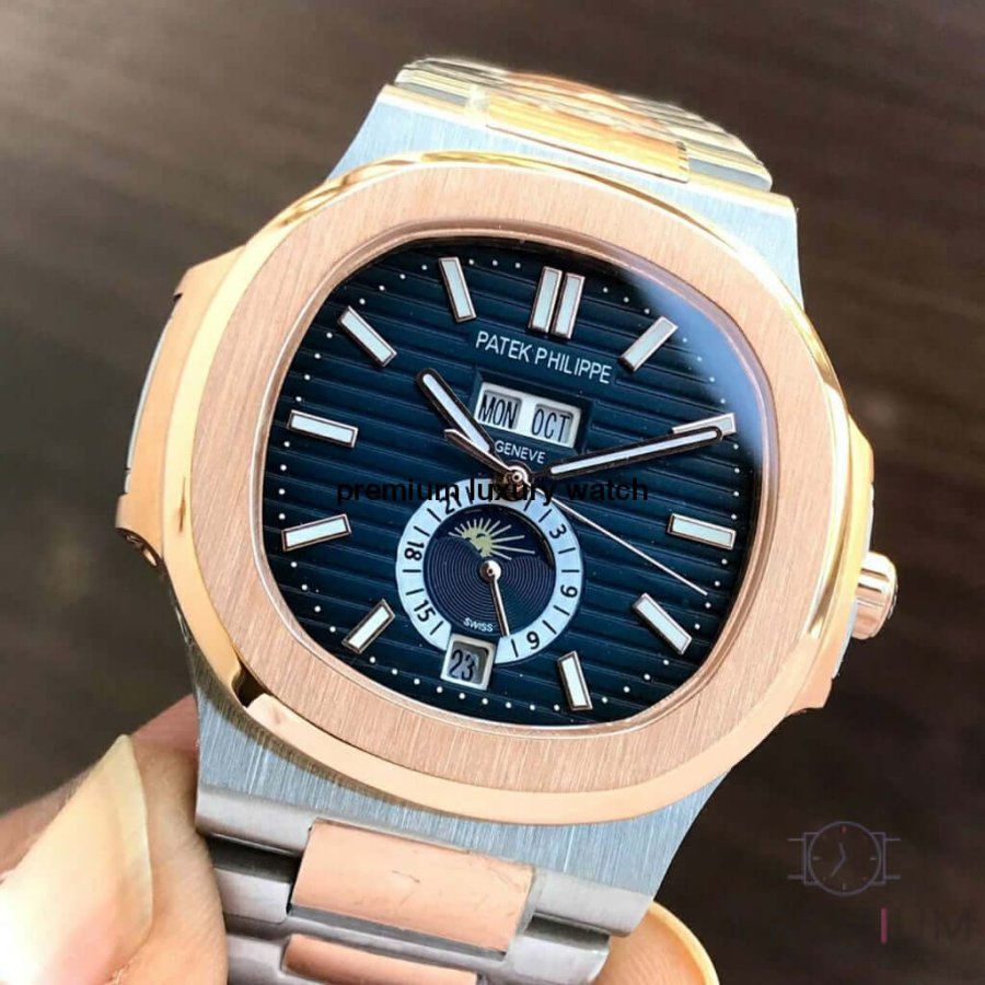Patek Philippe Nautilus Two Tone 5726/1A Blue Dial Rose Gold Stainless Steel Belt