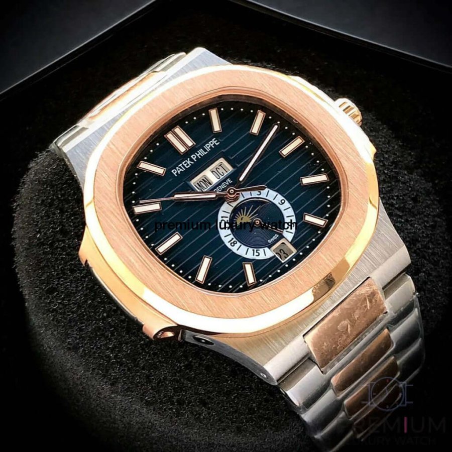 Patek Philippe Nautilus Two Tone 5726/1A Blue Dial Rose Gold Stainless Steel Belt