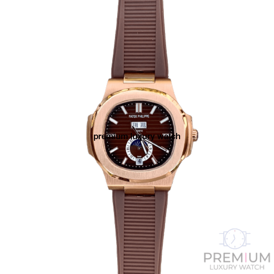 Patek Philippe Gold Black | Natutilus 5980R-001 | Brown Dial Rose Gold