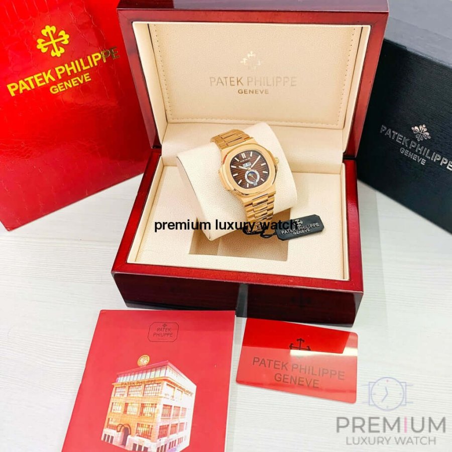 Patek Philippe Nautilus Rose Gold Brown Dial Annual Calendar Moon Phase 5726/1A-001 Men's Wrist Watch