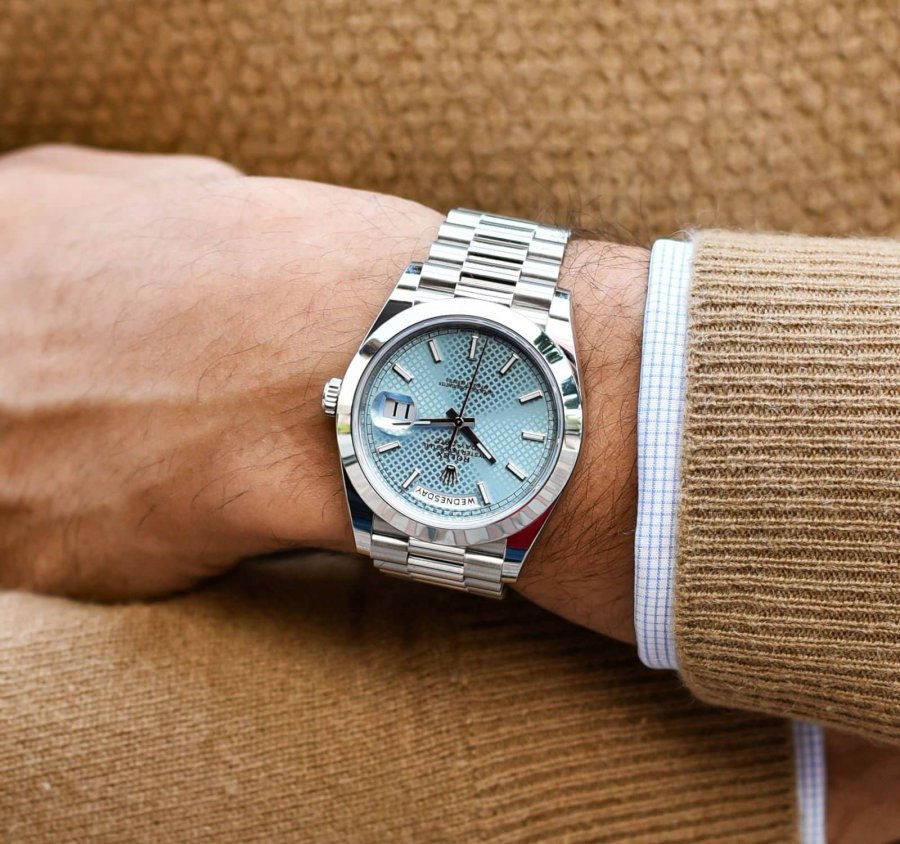 rolex day date ice blue diagonal dome