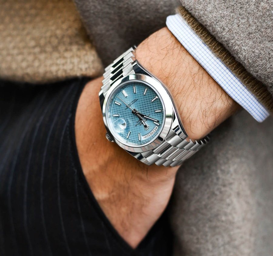 rolex day date ice blue diagonal dome