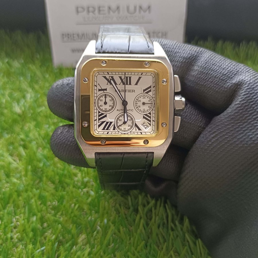 cartier santos black leather