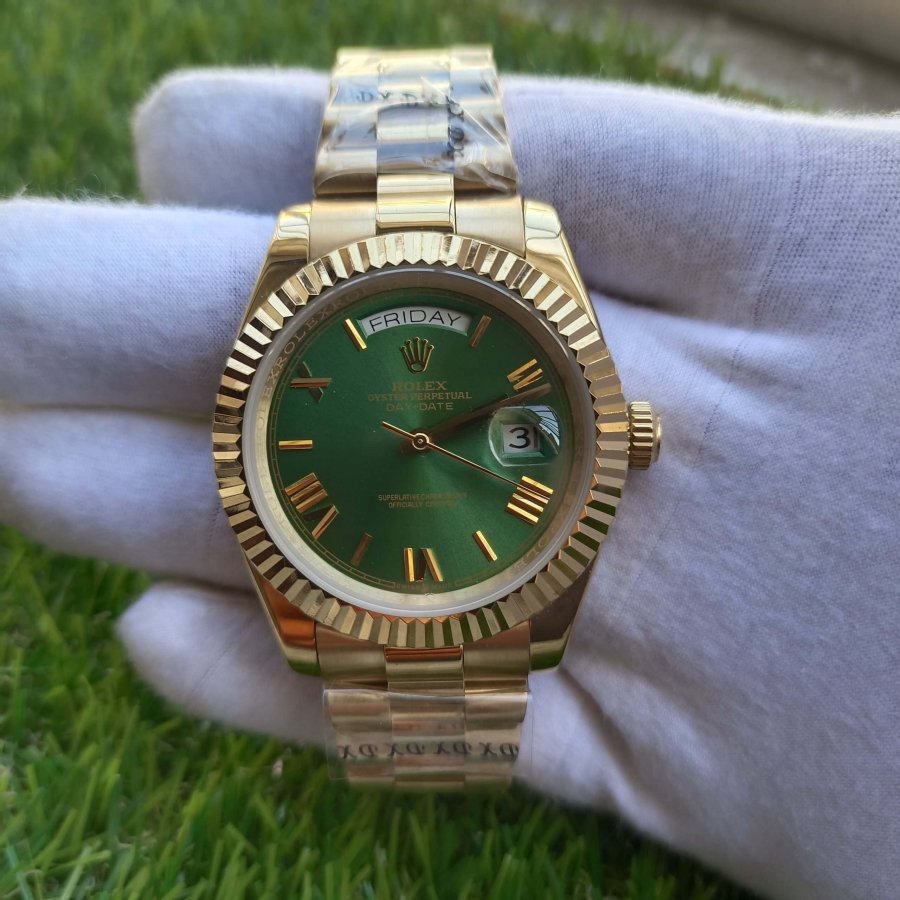 rolex day date green dial rose gold