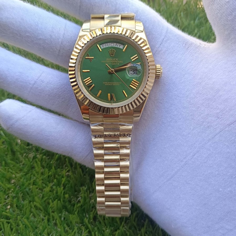 rolex day date green dial rose gold