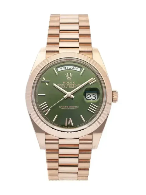 rolex day-date rose gold green dial