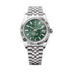 Rolex Sky Dweller Green Index Dial 42mm Jubilee White Gold Fluted 336934 Watch Swiss High Quality